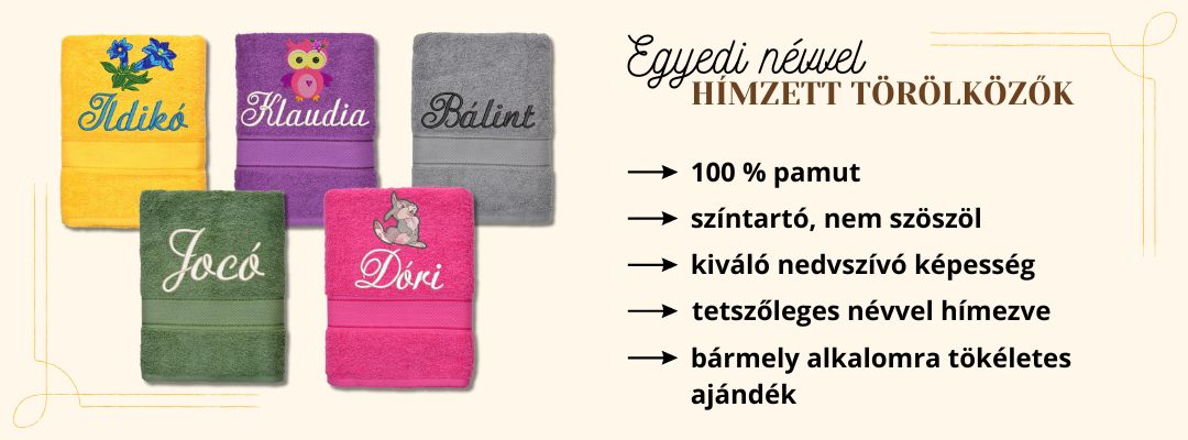 Hímzett törölközök egyedi névvel - himzetttorolkozo.hu
