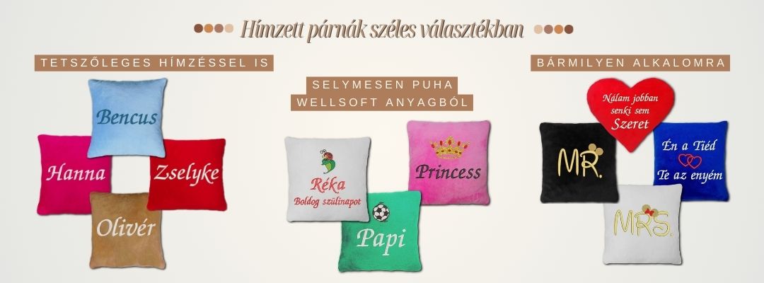Hímzett párnák széles választékban