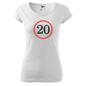 20-as felirattal hímzett számos női póló XS