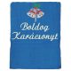"Boldog karácsonyt" felirattal és haranggal hímzett törölköző, acélkék – karácsonyi hímzett törölköző