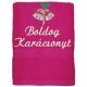 "Boldog karácsonyt" felirattal és haranggal hímzett törölköző, pink – karácsonyi hímzett törölköző