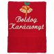 "Boldog karácsonyt" felirattal és haranggal hímzett törölköző, piros – karácsonyi hímzett törölköző ajándék