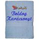 "Boldog karácsonyt" felirattal és rénszarvassal hímzett törölköző, világoskék – karácsonyi hímzett törölköző ajándék