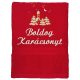 "Boldog karácsonyt" felirattal és templommal hímzett törölköző, piros – karácsonyi hímzett törölköző ajándék