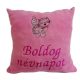 "Boldog névnapot" felirattal + cicával hímzett párna, rózsaszín