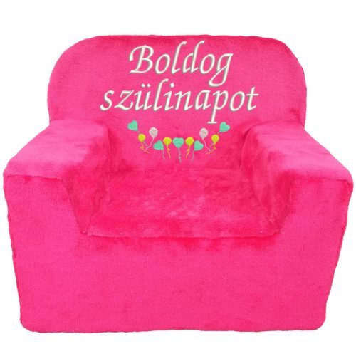Boldog szülinapot + lufik, pink fotel