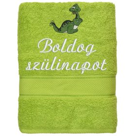   Hímzett törölköző "Boldog szülinapot" felirattal + dínó, benetton