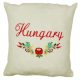 "Hungary" felirattal + kalocsai mintával hímzett párna, krém