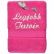 "Legjobb testvér" felirattal + pillangókkal hímzett törölköző, pink