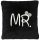 "Mr." felirattal hímzett párna, fekete - fehér betűvel