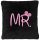 "Mr." felirattal hímzett párna, fekete - pink betűvel