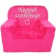"Nagyiék szemefénye" felirattal + szívvel hímzett gyermekfotel, pink – hímzett ajándék gyermekfotel