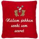 "Nálam jobban senki sem szeret" felirattal + macikkal hímzett párna, piros