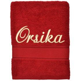Neves, hímzett törölköző bármilyen névvel, BORDÓ