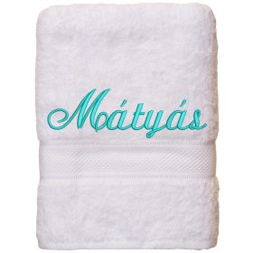 Neves, hímzett törölköző bármilyen névvel, FEHÉR