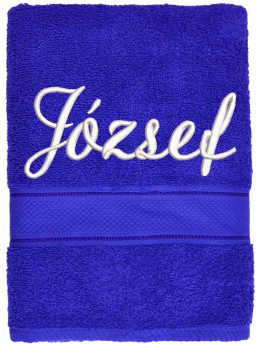 Királykék hímzett törölköző névvel
