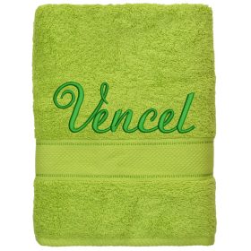 Neves, hímzett törölköző bármilyen névvel, KIVIZÖLD