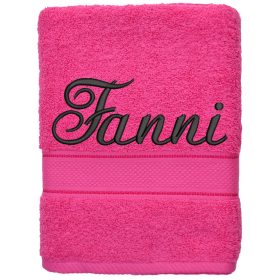 Pink színű egyedi hímzett törölköző névvel