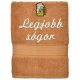 "Legjobb sógor" felirattal + sörrel hímzett törölköző, kávé