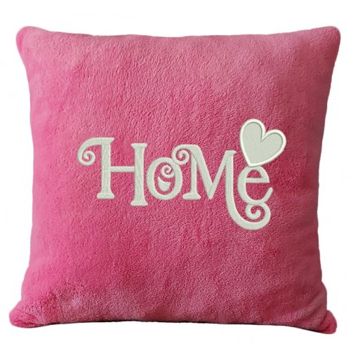 "Home" felirattal hímzett díszpárna, rózsaszín