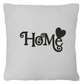 „Home” feliratos hímzett díszpárna, fehér – otthon dekoráció
