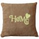 „Home” feliratos hímzett díszpárna, mogyoró – otthon dekoráció