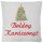 "Boldog karácsonyt" felirattal + karácsonyfával hímzett párna, fehér 
