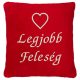 "Legjobb feleség" felirattal + szívvel hímzett párna, piros