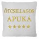 "Ötcsillagos Apuka" felirattal + csillagokkal hímzett párna, fehér 