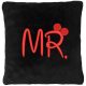 "Mr." felirattal hímzett párna, fekete - piros betűvel