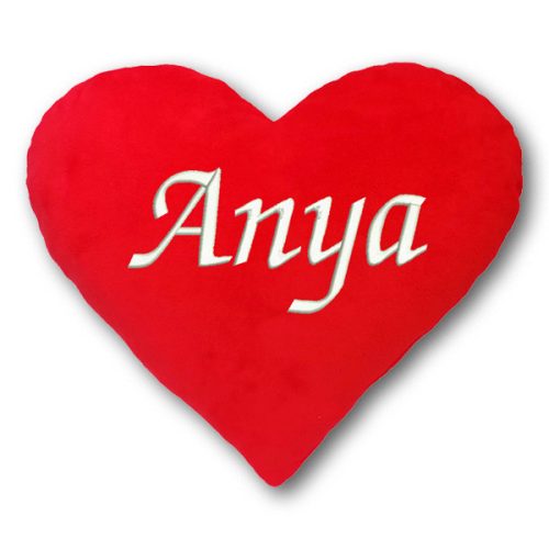 "Anya" felirattal hímzett szíves párna - anyák napi ajándék, ajándékötlet édesanyáknak 