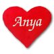 "Anya" felirattal hímzett szíves párna - anyák napi ajándék, ajándékötlet édesanyáknak 