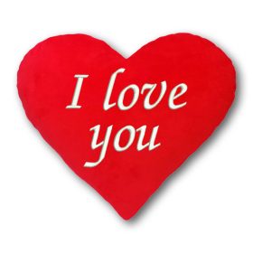 Hímzett „I love you” feliratú szíves párna, romantikus ajándék szerelmeseknek