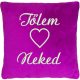 "Tőlem Neked" felirattal + szívvel hímzett párna, bíbor