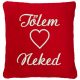 "Tőlem Neked" felirattal + szívvel hímzett párna, piros
