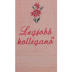   "Legjobb kolléganő" felirattal + gyopárral hímzett törölköző, barack