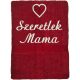 Bordó hímzett „Szeretlek Mama” feliratú törölköző szív mintával, ajándék anyukának