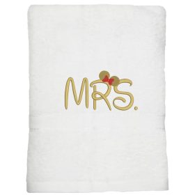 Mrs hímzett törölköző,  fehér arany cérnával