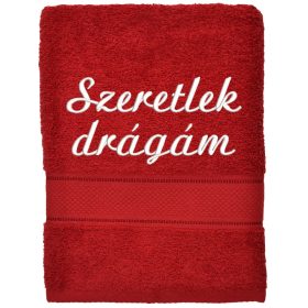 Bordó hímzett törölköző egyedi szöveggel