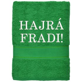 Fűzöld hímzett törölköző egyedi felirattal