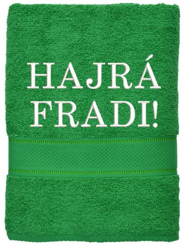 Fűzöld hímzett törölköző egyedi felirattal