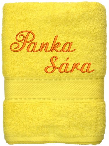 Napsárga feliratos hímzett törölköző
