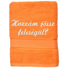 Narancssárga hímzett törölköző egyedi felirattal