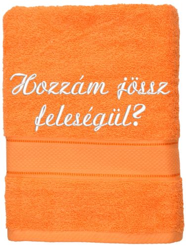 Narancssárga hímzett törölköző egyedi felirattal