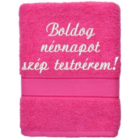 Pink hímzett törölköző egyedi felirattal