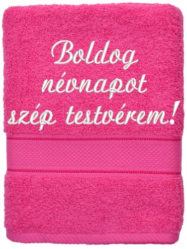 Pink hímzett törölköző egyedi felirattal