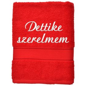 Piros feliratos hímzett törölköző