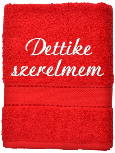 Piros feliratos hímzett törölköző