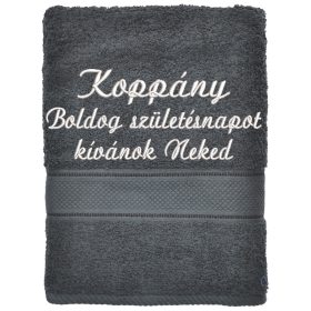 Sötétgrafit hímzett törölköző egyedi felirattal