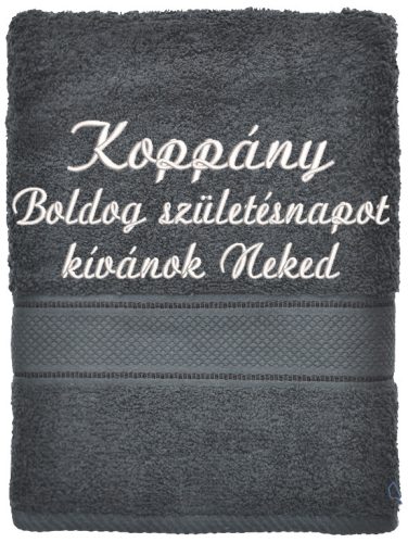 Sötétgrafit hímzett törölköző egyedi felirattal